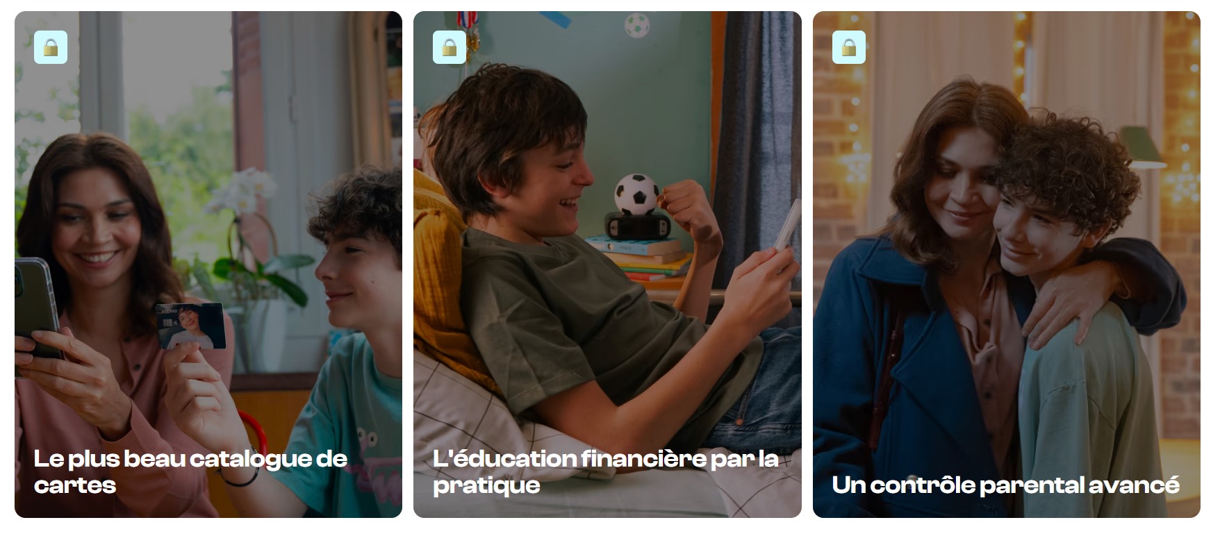 Interface de l'application Pixpay pour carte bancaire ado