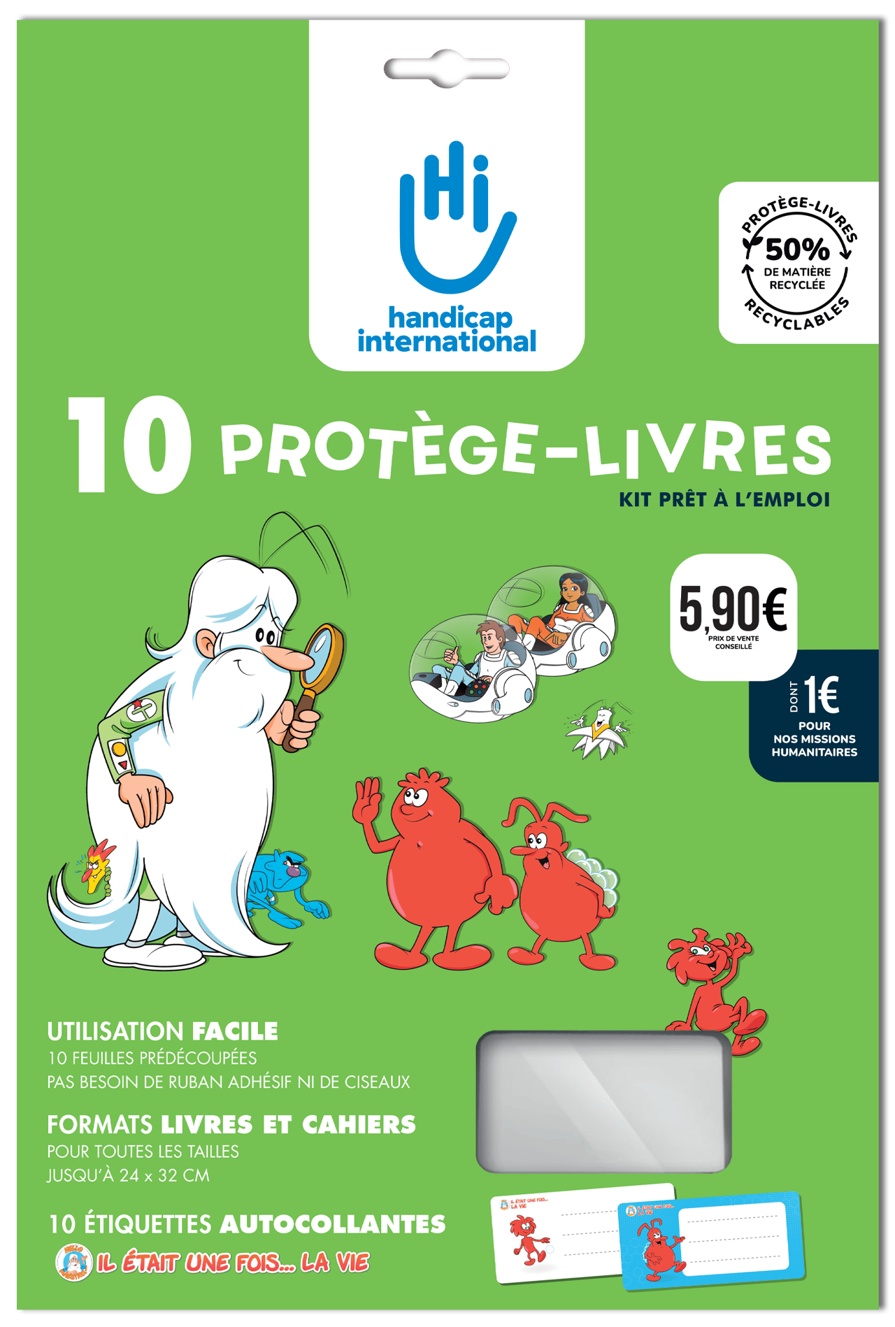 protege livres HI, kit predécoupé sans ciseaux ni scotch