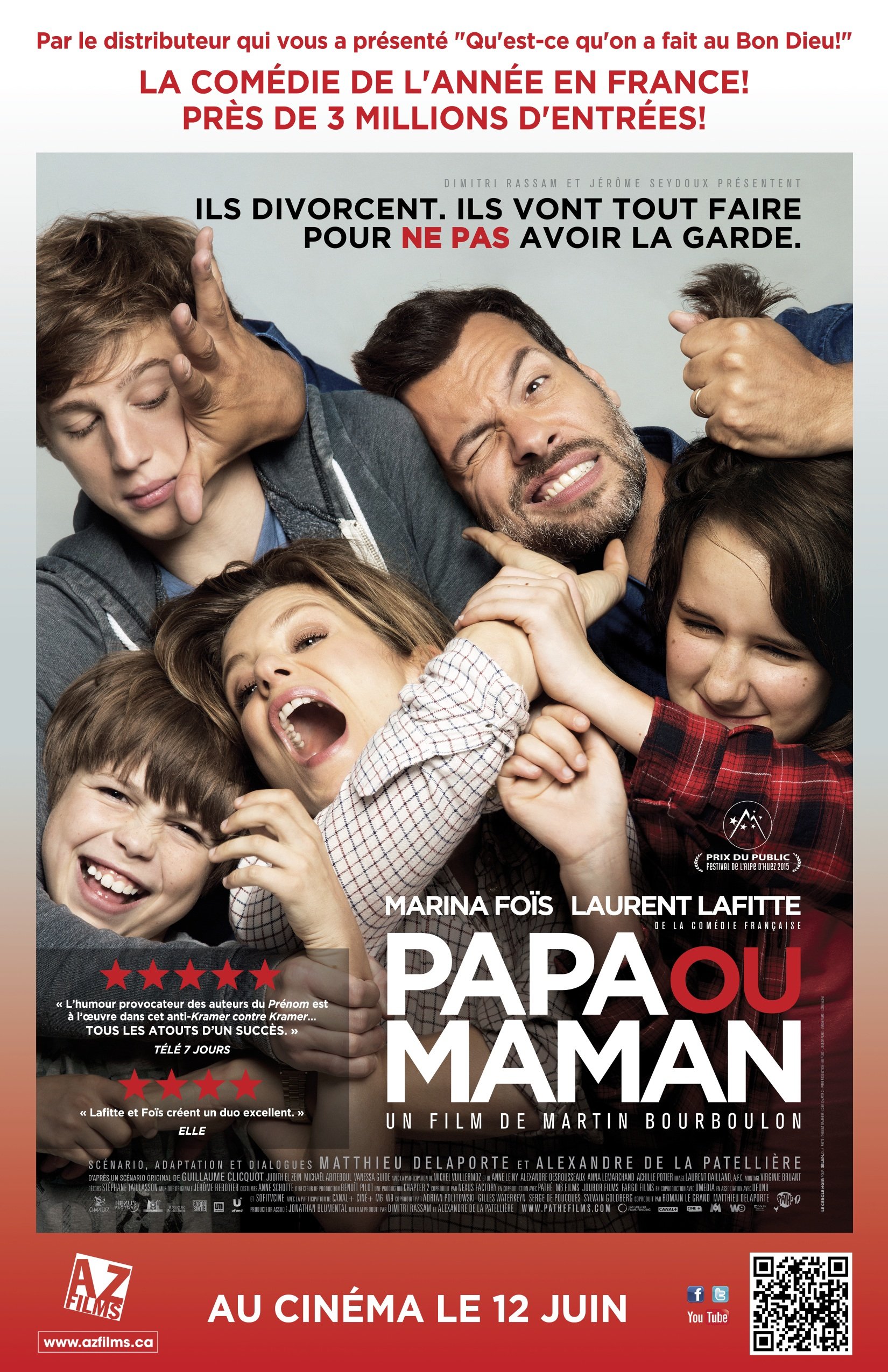 Affiche du film Papa ou Maman (2015) avec Marina Foïs et Laurent Lafitte
