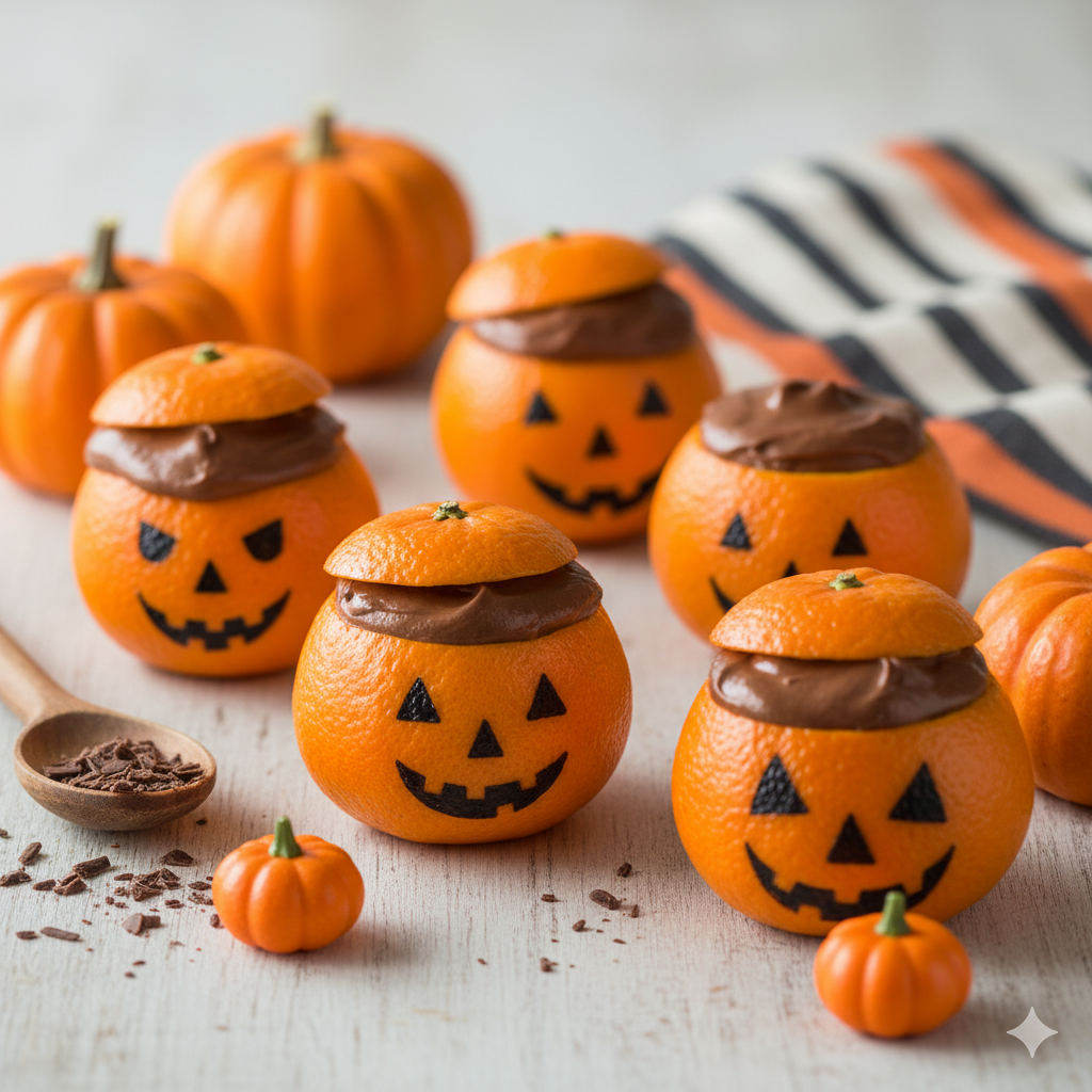 Recette Halloween mousse au chocolat dans des clémentines