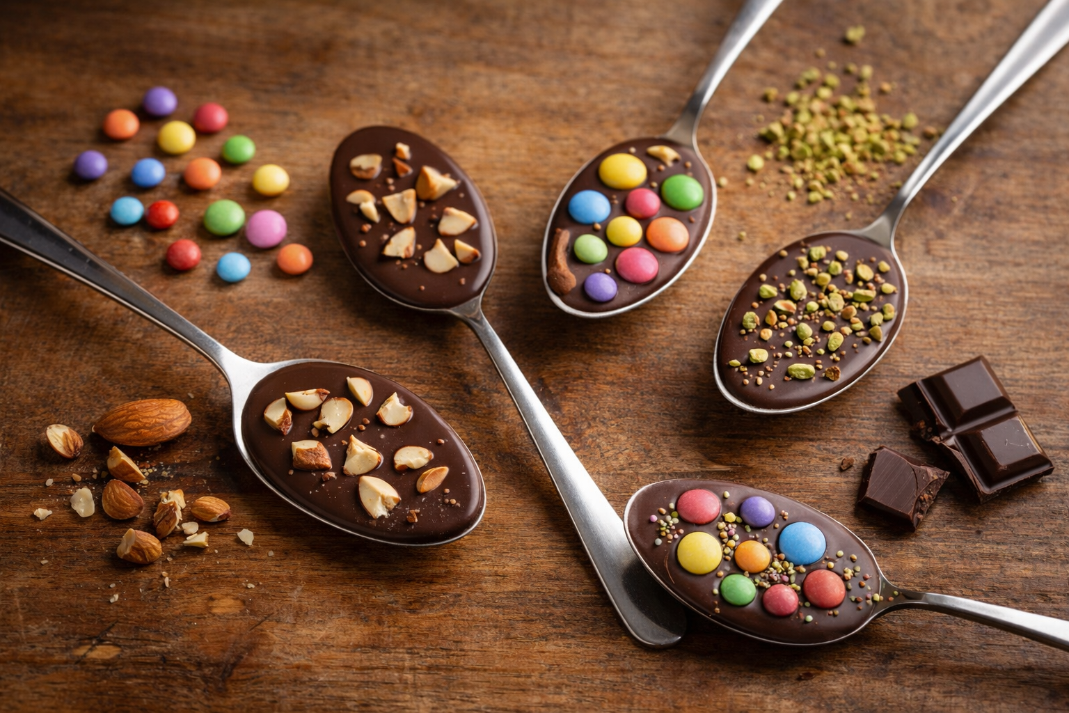 Œufs de Pâques en cuillère : chocolat et toppings colorés