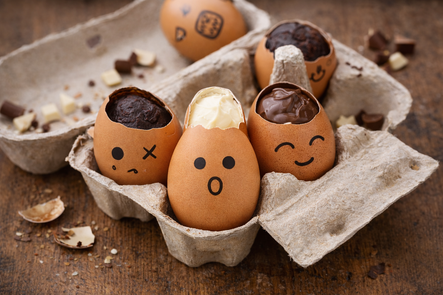 Œufs garnis au chocolat et noisettes maison