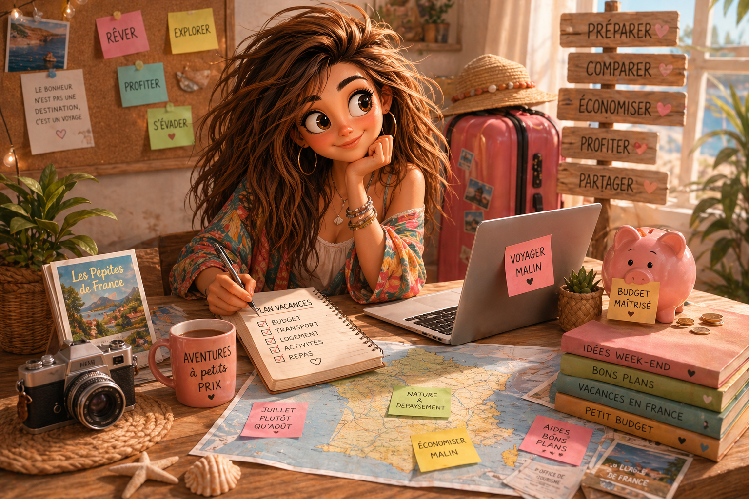 vacances parent solo budget illustration