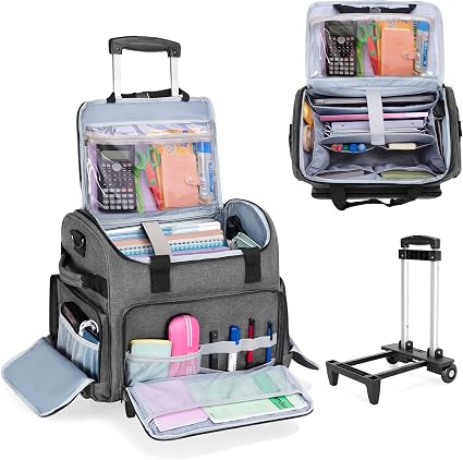 Sac organiseur à roulettes pour transporter les affaires scolaires entre deux maisons